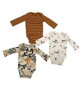 Carter's (NEW) Unisex 3-Piece Long Sleeve Bodysuits Size 3 Months